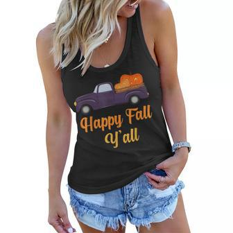 Happy Fall Yall Truck Gnomes Pumpkins Halloween Autumn V2 Women Flowy Tank - Seseable