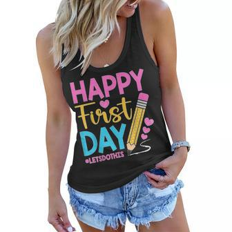 Happy First Day Lets Do This Welcome Back To School Teacher V2 Women Flowy Tank - Thegiftio UK