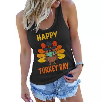 Happy Turkey Day Funny Thanksgiving 2021 Autumn Fall Season V3 Women Flowy Tank - Seseable