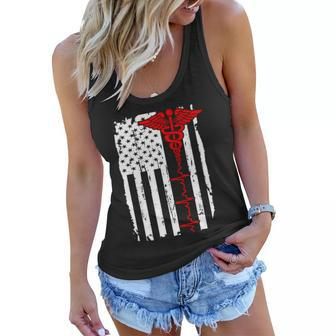 Healthcare Front Line Us Flag Women Flowy Tank - Monsterry