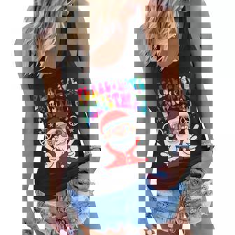 Hippie Santa Peace Love Christmas Cute Gift Rainbow Groovy Cute Gift Women Flowy Tank - Thegiftio