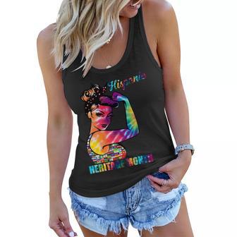 Hispanic Heritage Month Messy Bun Colorful Women Flowy Tank - Monsterry AU