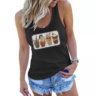 Horror Fall Coffee Pumpkin Spice Latte Iced Autumn Halloween V3 Women Flowy Tank - Thegiftio UK