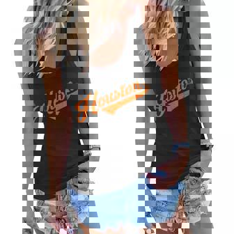 Houston Texas City Vintage Baseball Script Graphic Design Printed Casual Daily Basic Women Flowy Tank - Thegiftio