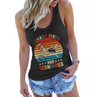 I Crash Bikes And Economies Joe Biden Falling Off Bike Retro Women Flowy Tank - Monsterry DE