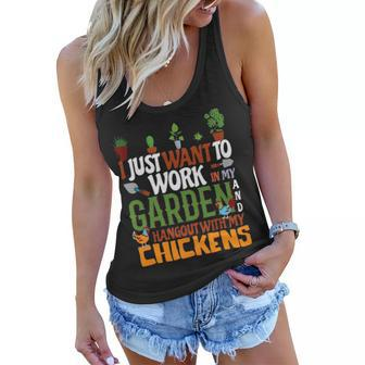 I Just Want To Work In My Garden And Hang Out With Chickens 12 Women Flowy Tank - Thegiftio UK