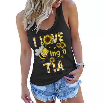 I Love Being A Tia Sunflower Bee Mothers Day Women Flowy Tank - Thegiftio UK