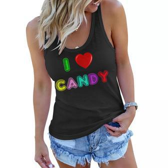 I Love Candy Halloween Colorful Sweets Sweet Tooth Women Flowy Tank - Seseable