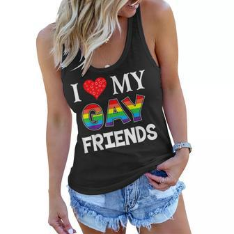 I Love My Gay Friends Lgbt Lesbian Rainbow Women Flowy Tank - Thegiftio UK