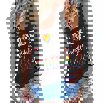 I Love My Two Moms Lgbt Pride Gay Lesbian Mothers Day Women Flowy Tank - Thegiftio