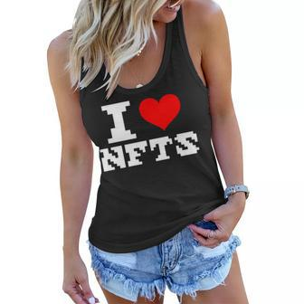 I Love Nfts Lover Red Heart Design For Nft Funny Women Flowy Tank - Thegiftio UK
