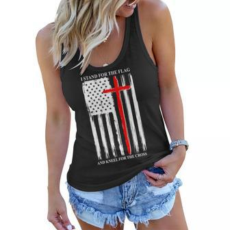 I Stand For The Flag And Kneel For The Cross Flag Women Flowy Tank - Monsterry UK