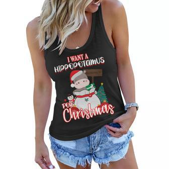I Want A Hippopotamus For Christmas Ho Ho Ho Women Flowy Tank - Monsterry