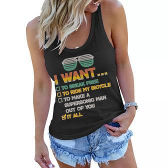I Want To Break Free To Ride My Bicycle It All Sunglasses Women Flowy Tank - Monsterry CA