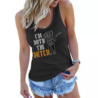 Im With The Witch Funny Couples Husband Halloween Costume Women Flowy Tank - Seseable