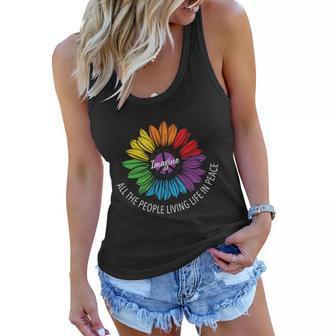 Imagine All The People Living Lgbt Pride Month Women Flowy Tank - Monsterry