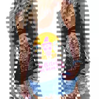 In October We Wear Pink Sugar Skull Breast Cancer Women Flowy Tank - Thegiftio