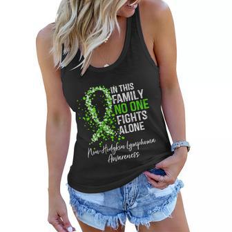 In This Family No One Fights Alone Nonmeaningful Gifthodgkin Lymphoma Great Gift Women Flowy Tank - Monsterry DE