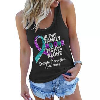 In This Family No One Fights Alone Suicide Prevention Awareness Women Flowy Tank - Monsterry