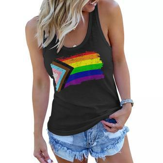 Inclusive Progress Pride Flag Gay Pride Lgbtq Rainbow Flag Women Flowy Tank - Thegiftio UK