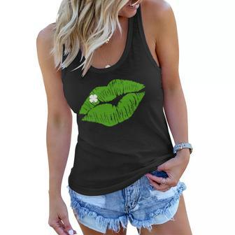 Irish Lips Kiss Clover St Pattys Day Graphic Design Printed Casual Daily Basic Women Flowy Tank - Thegiftio