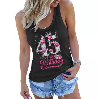 Its My 45Th Birthday Queen 45 Years Old Shoes Crown Diamond Women Flowy Tank - Thegiftio UK