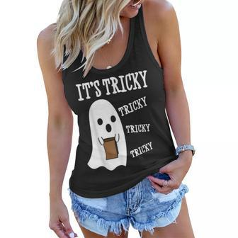 Its Tricky Tricky Funny Halloween Ghost Trick Or Treat Gift Women Flowy Tank - Seseable
