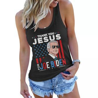 Joe Biden 2022 Usa President Thank You Jesus America Flag Women Flowy Tank - Thegiftio UK