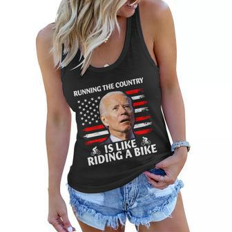 Joe Biden Falling Off Bike Running The Country Is Like Riding A Bike V3 Women Flowy Tank - Monsterry