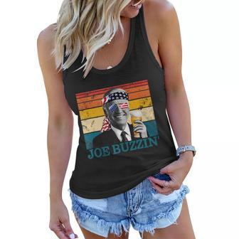 Joe Buzzin 4Th Of July Retro Drinking President Joe Biden Women Flowy Tank - Monsterry DE