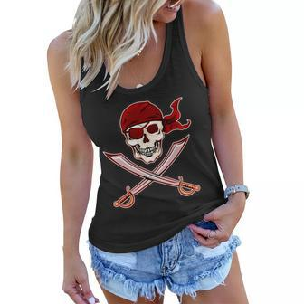 Jolly Roger Pirate Skull Flag Logo Tshirt Women Flowy Tank - Monsterry UK