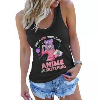 Just A Girl Who Loves Anime And Sketching Women Flowy Tank - Monsterry