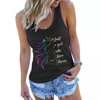 Just A Girl Who Loves Horses Horseback Riding Cute Horse Women Flowy Tank - Monsterry