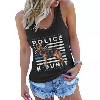 K9 Police Officer American Flag Thin Blue Line K9 Unit Women Flowy Tank - Monsterry