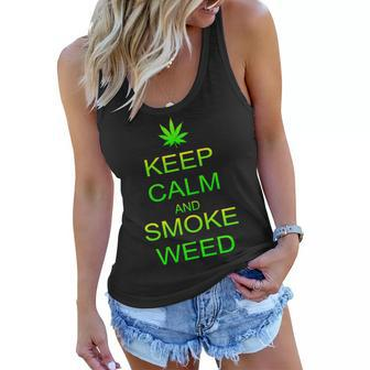 Keep Calm And Smoke Weed Women Flowy Tank - Monsterry