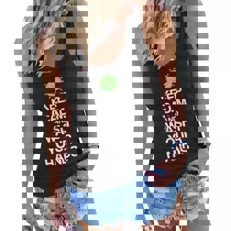 Keep Clam And Wash Your Hands Graphic Design Printed Casual Daily Basic Women Flowy Tank - Thegiftio