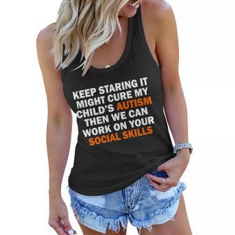 Keep Staring It Might Cure Autism Women Flowy Tank - Monsterry