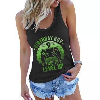 Kids 9Th Birthday Boy Time To Level Up 9 Years Old Boys Cool Gift Women Flowy Tank - Monsterry DE