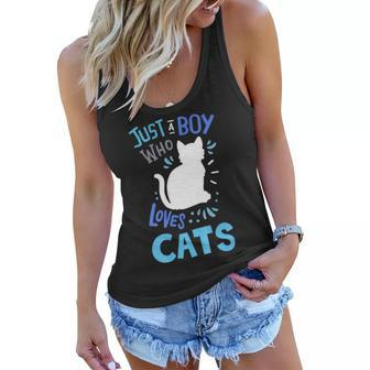 Kids Cat Just A Boy Who Loves Cats Gift For Cat Lovers Women Flowy Tank - Seseable