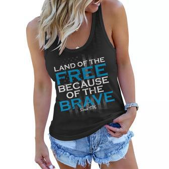 Land Of The Free Because Of The Brave Usa Women Flowy Tank - Monsterry