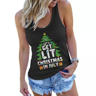 Lets Get Lit Funny Christmas In July Party Beach Summer Gift Women Flowy Tank - Monsterry DE