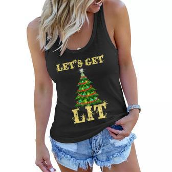 Lets Get Lit Ing Funny Christmas Xmas Lights Gift Women Flowy Tank - Monsterry UK