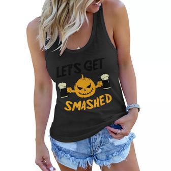 Lets Get Smashed Pumpkin Halloween Quote Women Flowy Tank - Monsterry AU