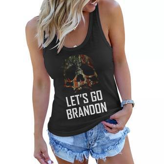 Lets Go Brandon American Grunge Skull Tshirt Women Flowy Tank - Monsterry CA