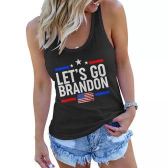 Lets Go Brandon Distress Usa Flag Fjb Chant Tshirt Women Flowy Tank - Monsterry