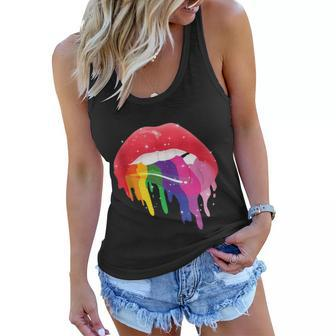Lgbt Glossy Rainbow Gay Pride Dripping Lips Graphic Design Printed Casual Daily Basic Women Flowy Tank - Thegiftio UK