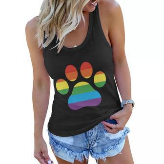 Lgbt Rainbow Pride Furry Dog Paw Pride Month Women Flowy Tank - Monsterry