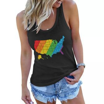 Lgbt United States Map Pride Month Women Flowy Tank - Monsterry CA