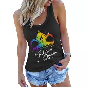 Lgbtq Pisces Queen Zodiac With Rainbow Flag Gay Pride Crown Gift Graphic Design Printed Casual Daily Basic Women Flowy Tank - Thegiftio UK