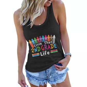 Livin That 2Nd Grade Life Cray On Back To School First Day Of School Women Flowy Tank - Monsterry DE